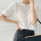 Round Neck Short Sleeve Knitted Top