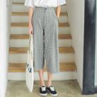 Gingham Cropped Wide-leg Pants