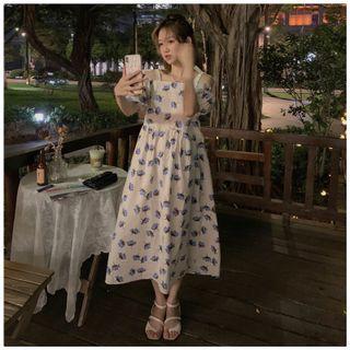 Short-sleeve Floral Print Cold Shoulder Top White - One Size