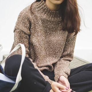 Melange Mock Neck Sweater