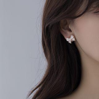Bow Rhinestone Alloy Earring 1 Pair - White - One Size