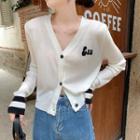 Long-sleeve V-neck Logo Light Cardigan