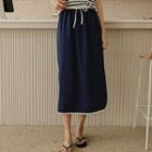 Drawstring Piped Long Skirt