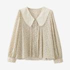 Floral Embroider Chiffon Blouse Almond - One Size