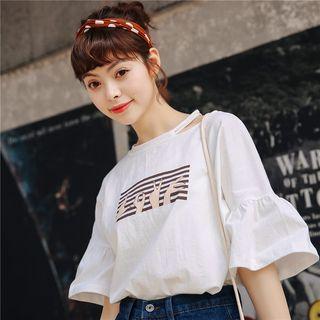 Flared Short-sleeve Print T-shirt