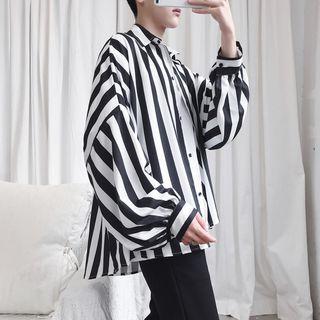 Pinstripe Long-sleeve Oversize Shirt