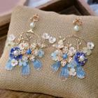 Wedding Flower Hoop Drop Clip-on Earring 1 Pair - Gold - One Size