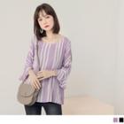 3/4 Bell Sleeve Striped Top