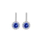 Sterling Silver Simple And Elegant Geometric Round Stud Earrings With Blue Cubic Zirconia Silver - One Size