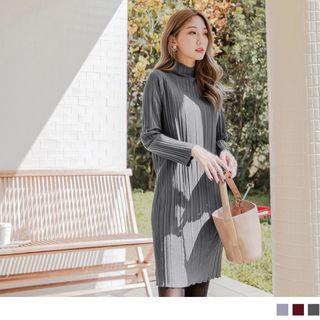 High Neck Pleated Dress