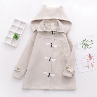 Embroidered Hooded Coat Almond - One Size
