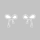 Bow Rhinestone Earring Stud Earring - 1 Pair - Silver Stud - Silver - One Size