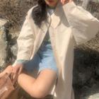 Linen Blend Mac Coat Cream - One Size