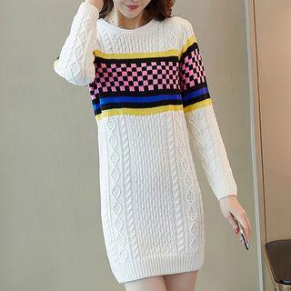 Patterned Mini Cable Knit Dress