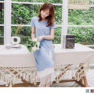 Panel Hem Short-sleeve Midi Dress