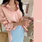 Basic Plain Cotton Shirt Pink - One Size