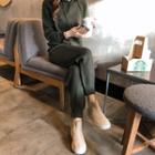 Set: Hooded Knit Top + Knit Sweatpants