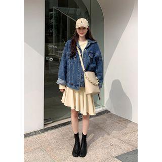 Diagonal Flounced Miniskirt