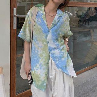 Short-sleeve Tie-dye Hawaiian Shirt