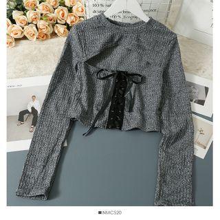 Details Cutout-front Lace-up Crop Top Gray - One Size