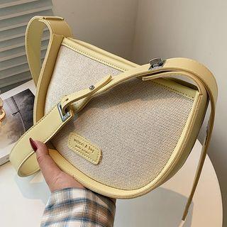 Wide Strap Canvas Panel Crossbody Bag