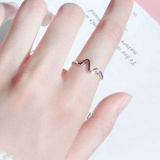 925 Sterling Silver Heartbeat Open Ring Silver - One Size