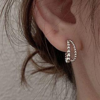 Alloy Layered Open Hoop Earring 1 Piece - Silver - One Size