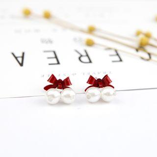 Bow & Faux Pearl Earring