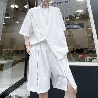 Short Sleeve Zip Detail T-shirt