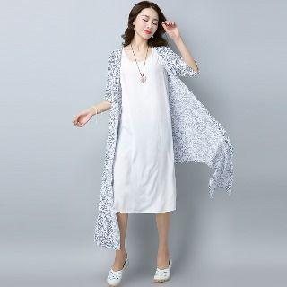 Set: Printed Light Jacket + Sleeveless Dress
