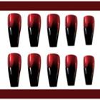 Gradient Pointed Faux Nail Tips Jp1607-b5 - Red & Black - One Size