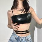 Faux Leather Tie-waist Camisole Top