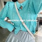 Perforated Cable-knit Cropped Cardigan