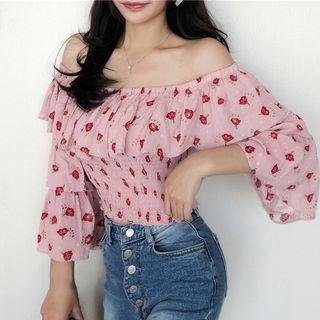 3/4-sleeve Pattern Top / Mini Dress