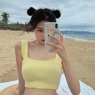 Knit Tank Top Yellow - One Size
