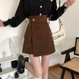 Corduroy Asymmetrical Mini Skirt