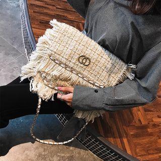 Fringed Tweed Crossbody Bag
