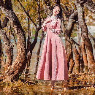 Lace-trim Velvet Maxi Dress