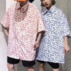Couple Matching Lettering 3/4-sleeve Shirt