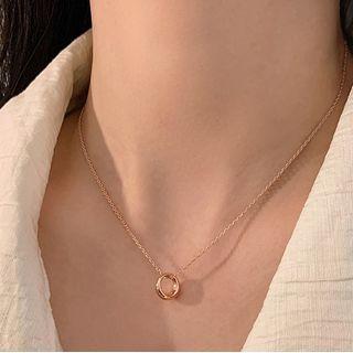 Hoop Pendant Alloy Choker 01 - Necklace - Hoop - Rose Gold - One Size