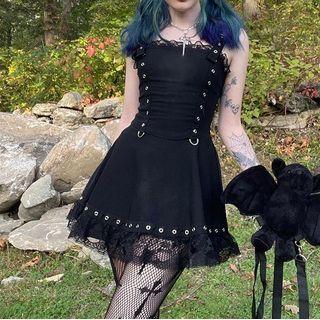 Lace Trim A Line Mini Dress