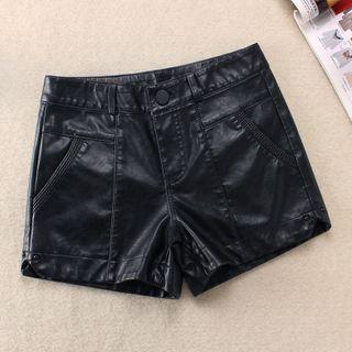 Faux Leather Straight Leg Shorts