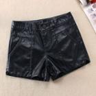 Faux Leather Straight Leg Shorts