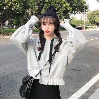 Ruffled Cropped Hoodie