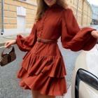 Puff Sleeve Ruffled Mini Dress