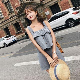 Set: Sleeveless Ruffled Top + Shorts