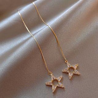 Rhinestone Star Threader Earring 1 Pair - As Shown In Figure - One Size