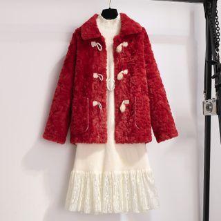 Fleece Toggle Coat / Knit Dress