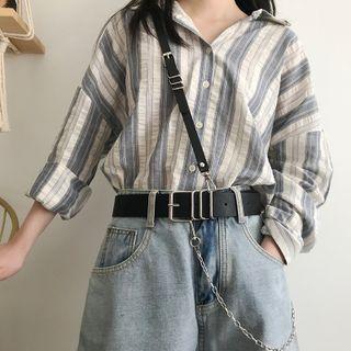 Faux Leather Crossbody Belt Black - One Size