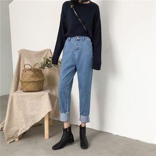 Washed Loose-fit Cropped Jeans
